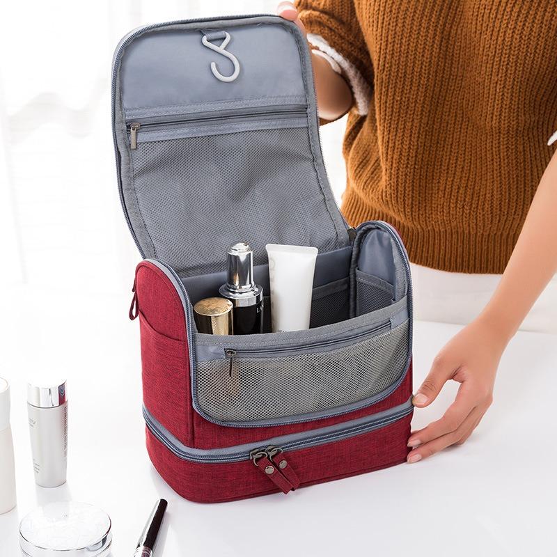 Portable Toiletry Washbag With Hanging Hook Waterproof Women Bathroom Cosmetic Storage Bag Large Capacity Travel Men Makeup Case