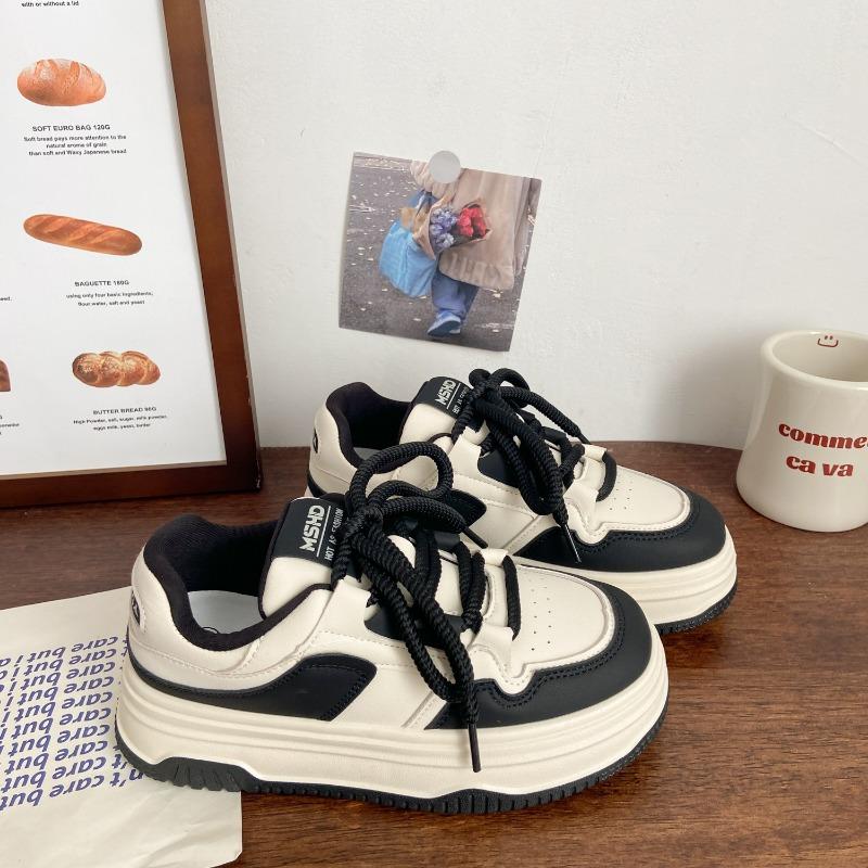 

Milk white platform white shoes women s muffin spring new niche ugly cute bread shoes round head board shoes women 35