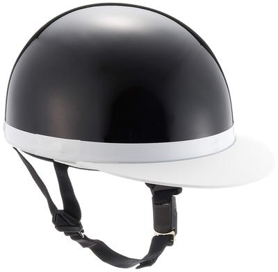 NBS Bike Parts Center Half Helmet, White Brim, Black, One Size Fits All (Head Circumference 57cm-59cm) 7101