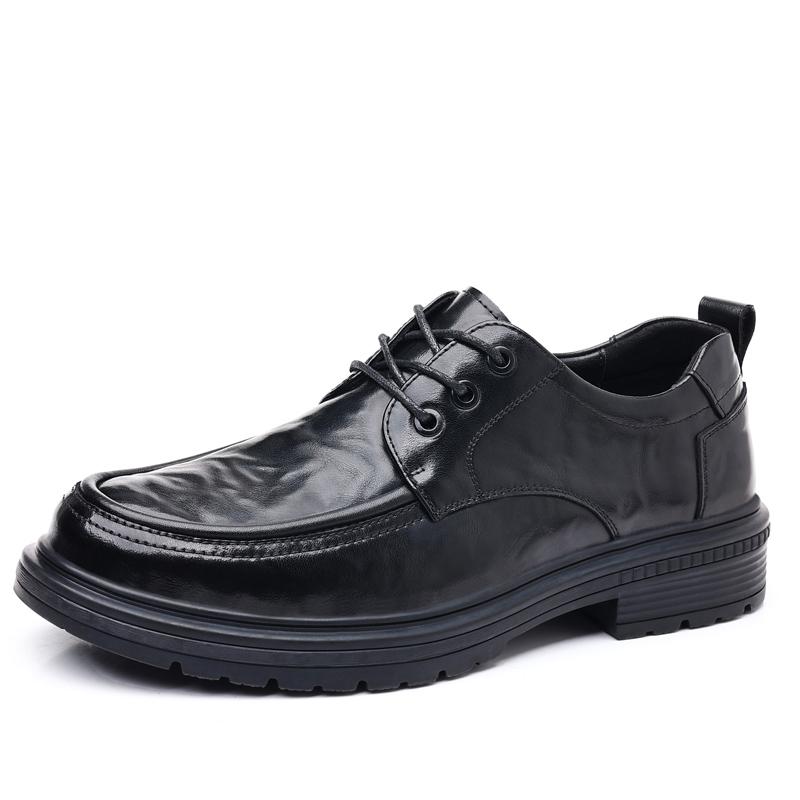 

Модная WAERTA Осенняя Натуральная Кожа Мужские Оксфорды Лакированная Кожа Британские Мужские Офисные Туфли Формальные На Шнуровке Повседневные Туфли на Толстой Подошве 45 чёрный