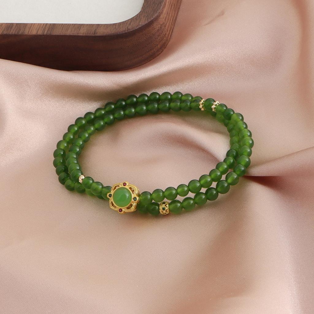 Bracelet Natural Stone Jasper Double Layer Bracelet Inlaid Jasper Accessories Crystal Bracelet National Style Retro Accessories