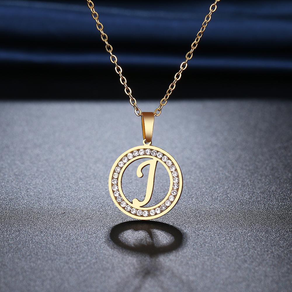 316L Stainless Steel 26 Letters A-Z Necklace NEW Crystal Rhinestone Necklaces for Women Wedding Valentine's Day Gifts