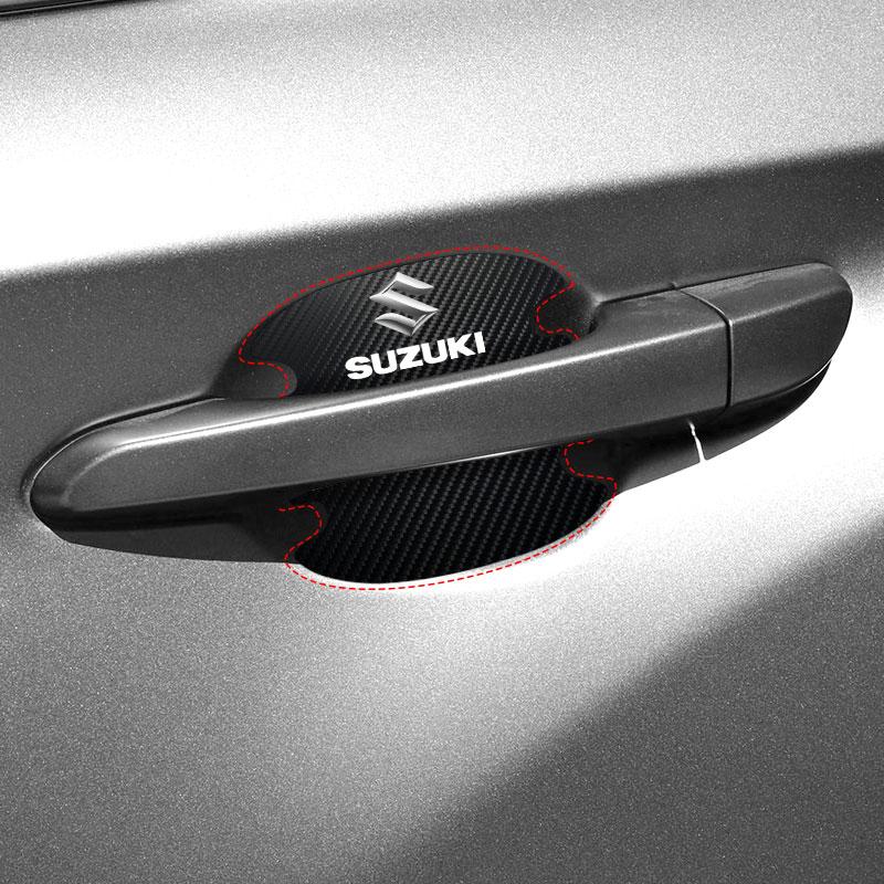 4pcs Carbon fiber anti-scratch stickers for car door handles for Suzuki Swift Jimny Grand Vitara SX4 Samurai Spacia Liana Car