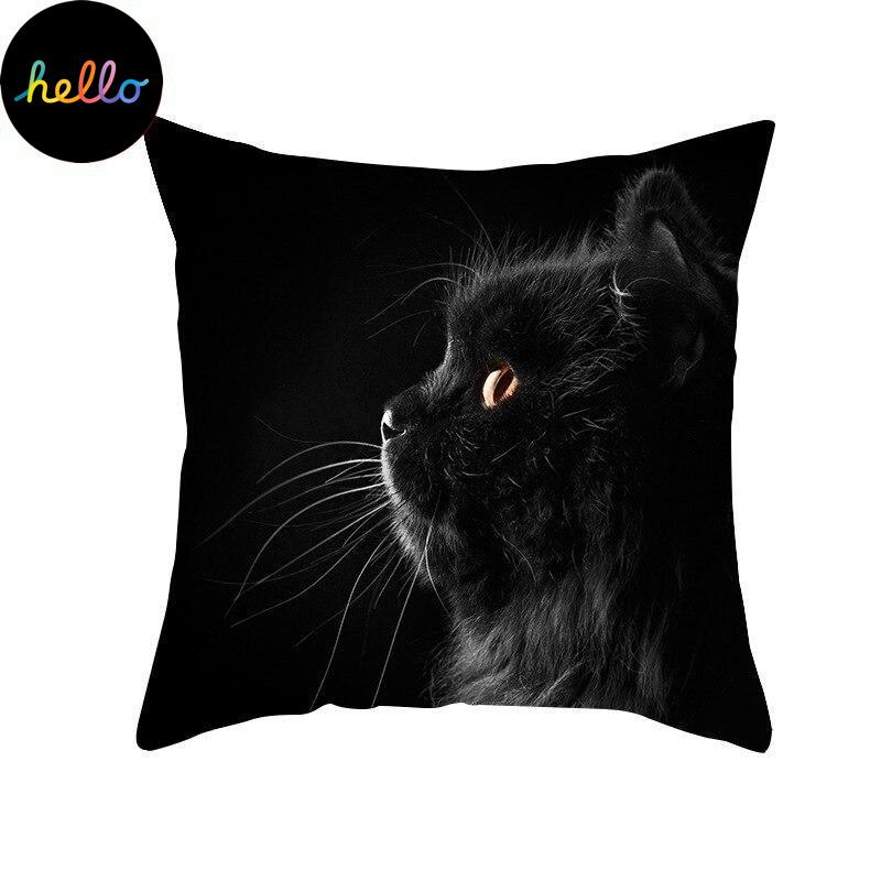 Kids Cartoon Cat Print Cus On Cover Funny Picture Sofa Pillowcase Suitable for Black Cat Cafe Decor Pillowcase