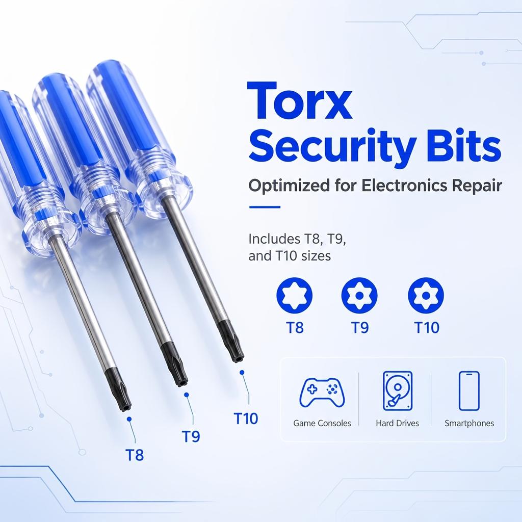 6Pcs Magnetic Precision Screwdriver Set, Cross Slotted Y Torx T8 T9 T11 Magnetic Screwdrivers,for Phone Laptop Game Console