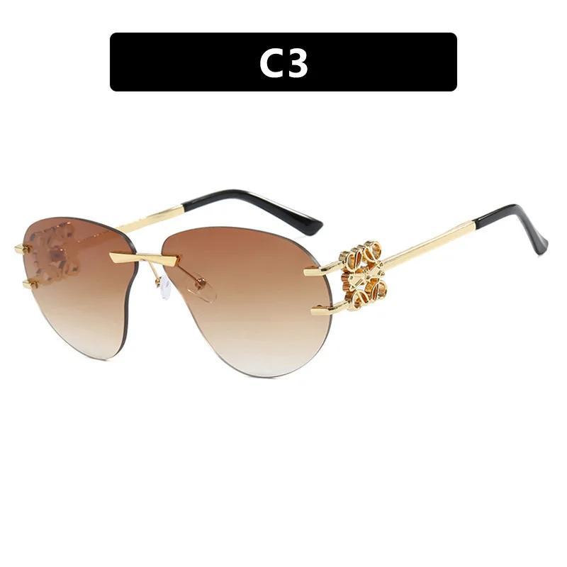 Special-shaped Oversized Rimless Sunglasses Women Brand Designer Shades Eyewear Pilot Sun Glasses Female UV400