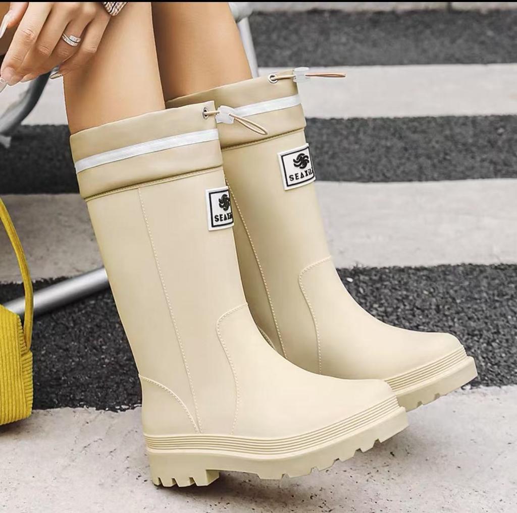 New women's rain shoes velvet medium tube outdoor waterproof thick-soled rubber shoes high tube fashion women's rain boots wear-resistant overshoes