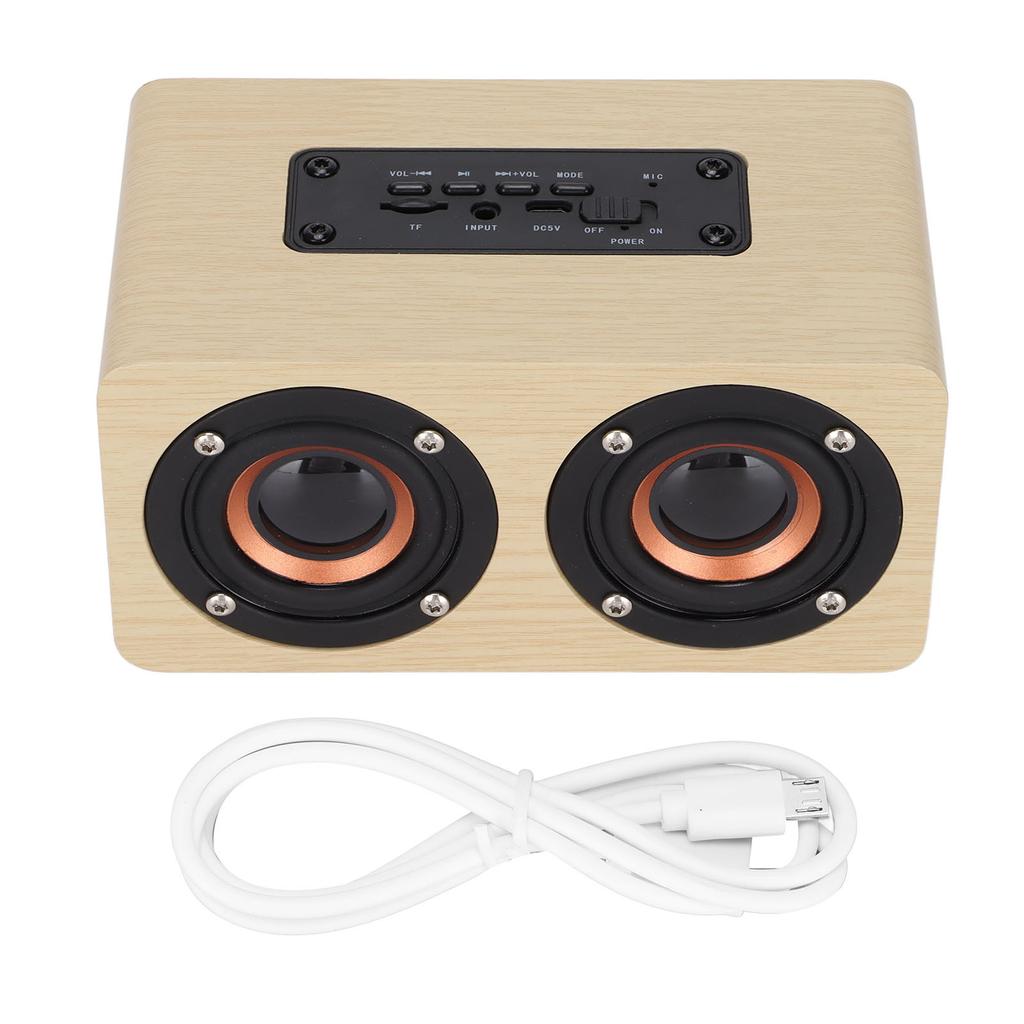 Wooden Bluetooth Speaker Retro Wireless Subwoofer AUX Stereo Speaker for Home TabletBamboo Wood
