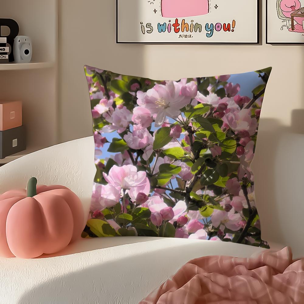Fashion Floral Hibiscus Syriacus Cushion Cover Pillowcase Short Plush Invisible zipper Room Sofa Cushion Cover