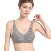 New soft cotton thin cup front buckle underwear women's striped rimless vest type extra large size bra
