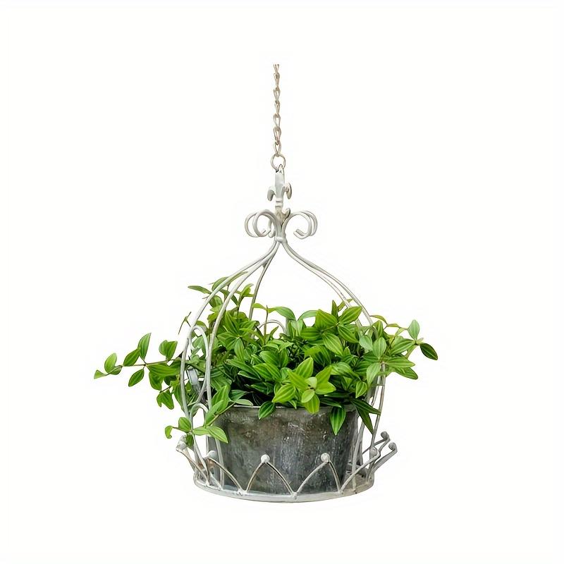 Vintage Iron Hanging Baskets, Crown Design for Indoor/Outdoor Garden & Patio Decor.
