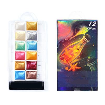 Solid Watercolor Paint Set 12 Colors Watercolor Pigment Palette for DIY Nail Art Painting BSC05