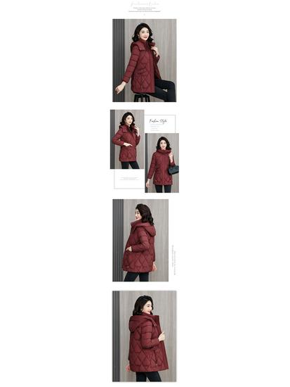 Mom's Winter Cotton Coat: Mid-Length Warm Jacket for Women, Middle-Aged & Elderly