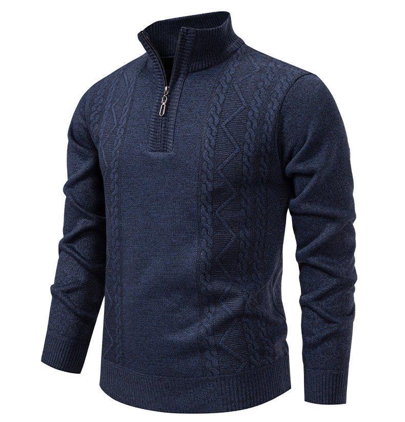 Herren 2025 Herbst/Winter Halb-Reißverschluss Freizeit Pullover Pullover mit Samtstrick