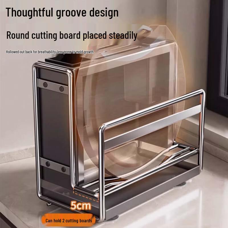 Gun Grey Magnetic Kitchen Storage Rack with Knife and Pot Lid Holder