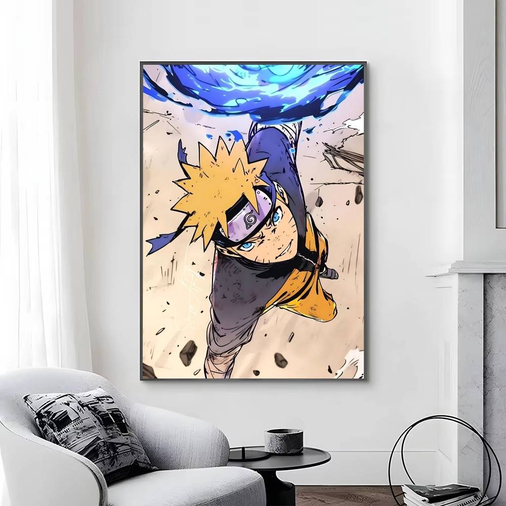 1pc Anime Characters U-Uzumaki N-Naruto posters Self-adhesive Paper Print Home Living Room Bedroom Entrance Bar Cafe Art