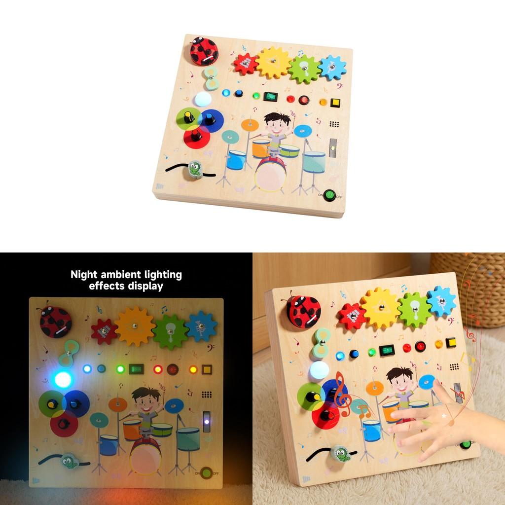 Learning Wooden Early Toy With Touching Drum And Lightup Features Children For