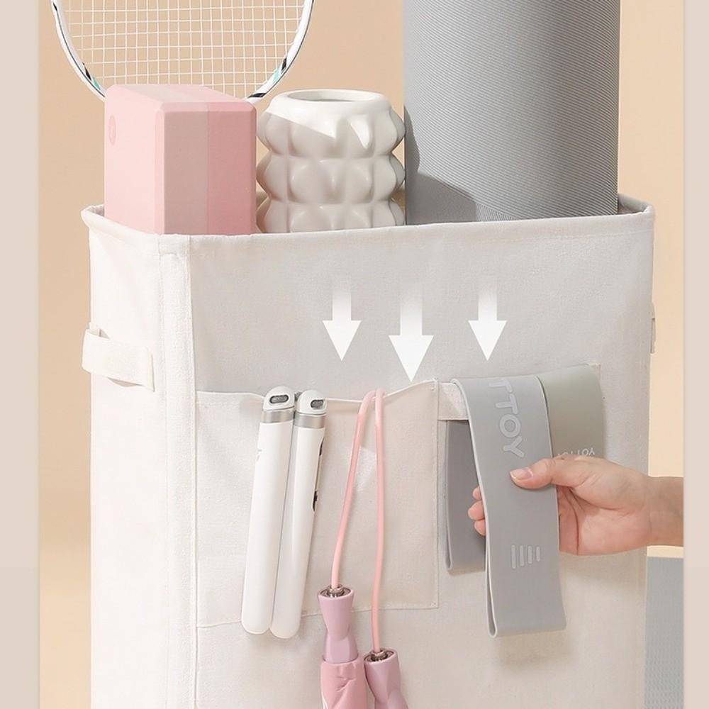 Folding Yoga Mat Storage Baskets Large Capacity Multi-Pocket Home Gym Storage Rack Cloth Solid Color Fitness Supplies Organizer