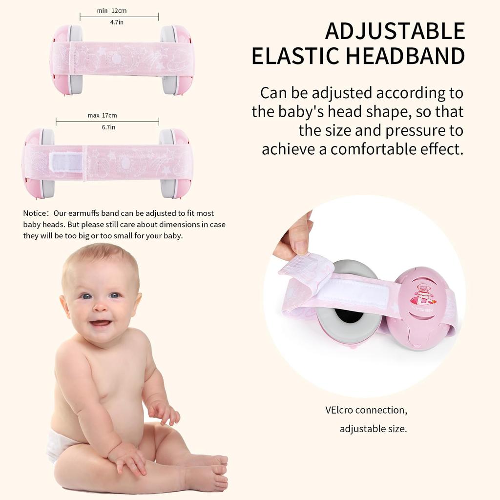 LYSIAN Baby Earmuffs with Elastic Noise Baby Headphones for Toddler Hearing and Festivals Headband, Cancelling, Protection, Sleeping, Naps, Travel,