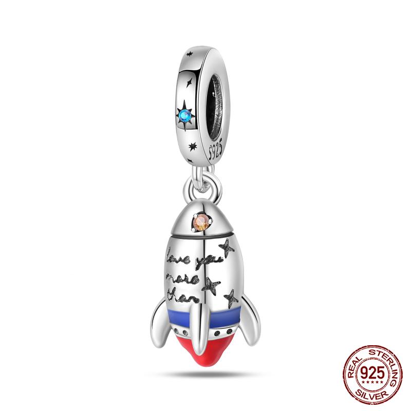 New Copper Fashion Glowing Space Astronaut Spaceship Charms Beads Fit Brand Original Bracelet Diy Jewelry Gift