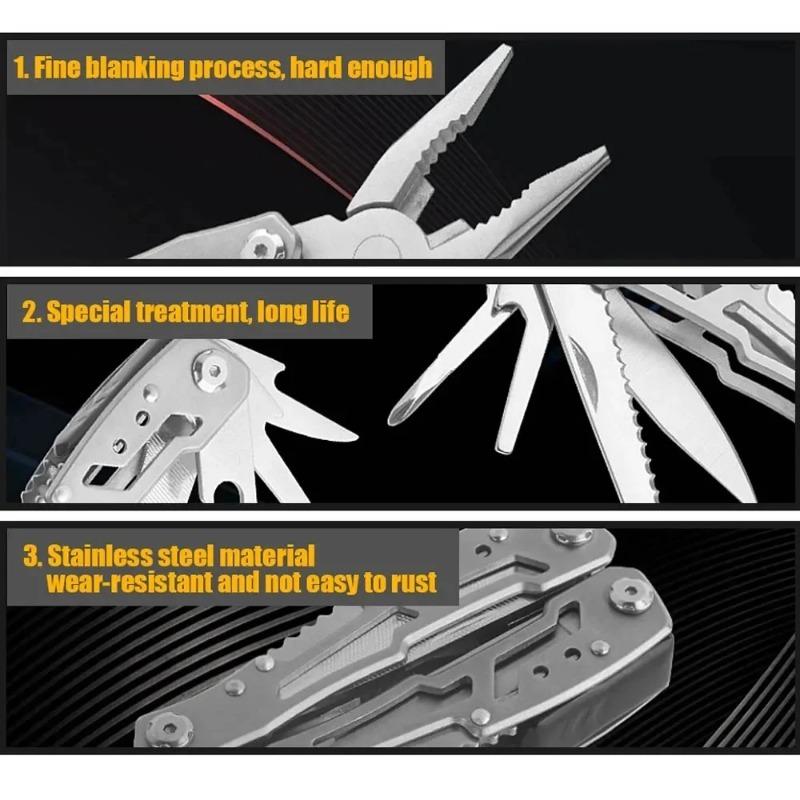Folding Multi-Function Pocket Knife - Stainless Steel Survival Tool with Pliers & Screwdrivers for Outdoor (Pocket-Sized)