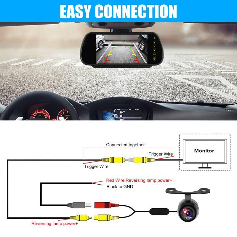 7inch Mirror Monitor+Backup Camera Set Parking Assistant Vehicle Night Vision with 6m Video Cable - Universal Fit for Truck