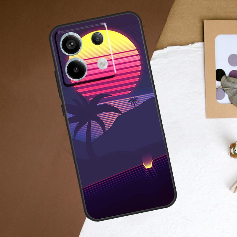 80s Retrowave Neon Palms Tree Case For Xiaomi Redmi Note 13 Pro Plus Note 12 11 9 10 11S 10S 12S Redmi 13C 10C 12C Cover
