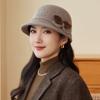 Autumn and Winter Basin Hat Retro Hepburn Style Bow Bucket Hat Ladies Elegant Woolen Fashion Basin Hat
