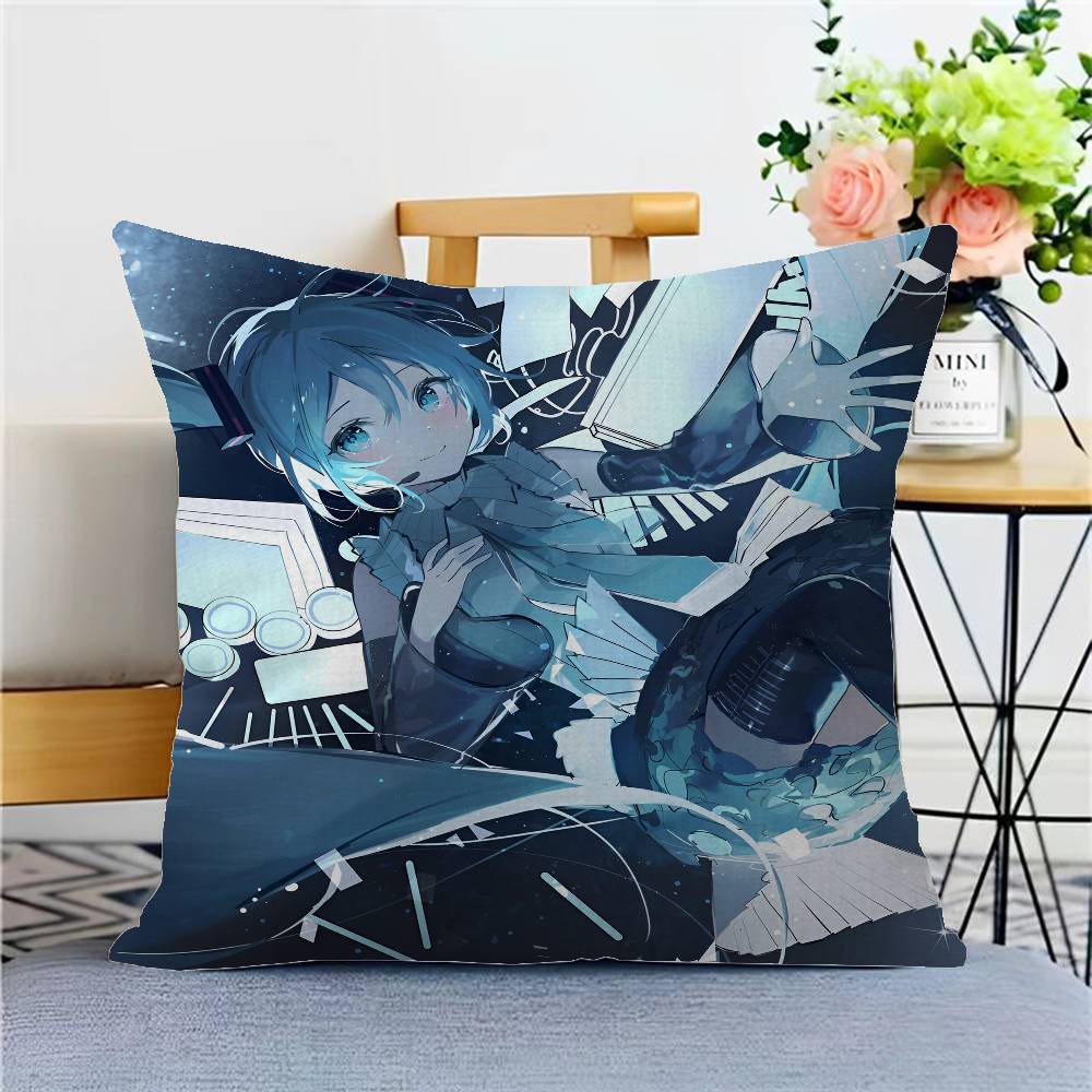 Cute Kawaii H-Hatsune Anime Miku Cushion Cover Pillow Cover Decor Pillowcase Printed Cushion Case For Couch