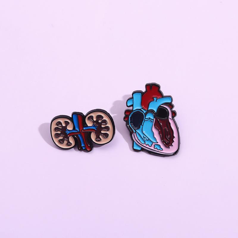 Creative Organ Series Brooch: Heart, Rib, Kidney Cartoon Metal Badge