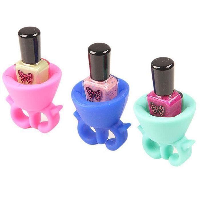 

SHOP-STORY - Lot de 3 Bagues Support Vernis à Ongles pour Manucure et Nail Art Porte Flacon Vernis