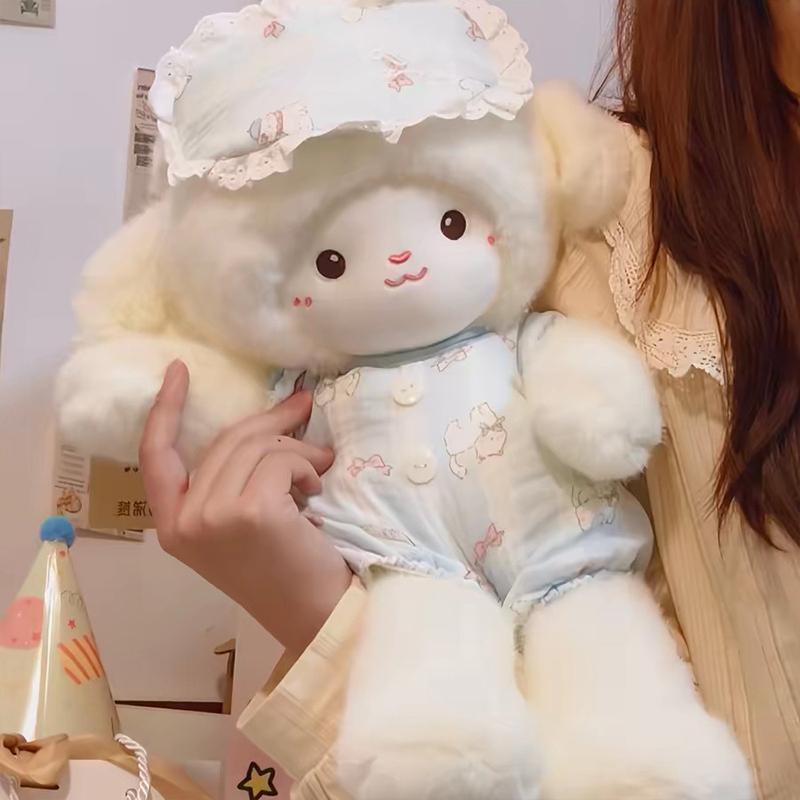 Soft Angel Sheep Plush Toy Adorable Fluffy Stuffed Doll Sweet Sleep Companion Perfect for Girls Birthday Gift Nursery Decor