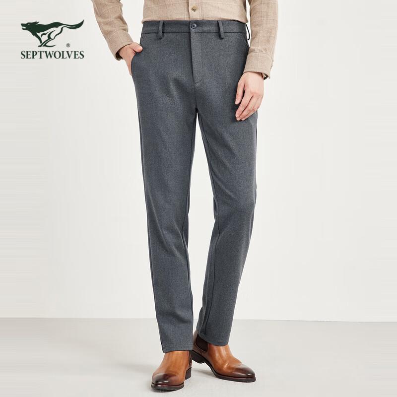 SEPTWOLVES Men's Casual Faux Wool 4-Way Stretch Pants