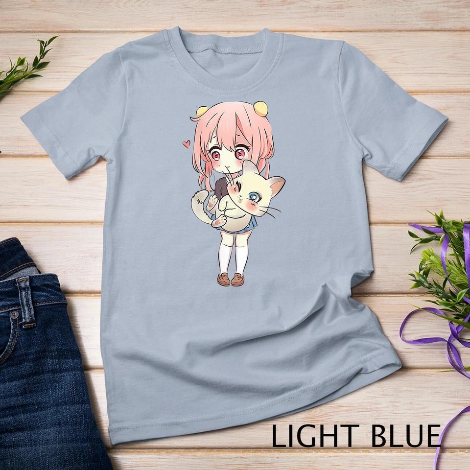 Womens Anime and Cats Lover for Teen Manga kawaii Graphic Otaku Unisex T-shirt 5 XL