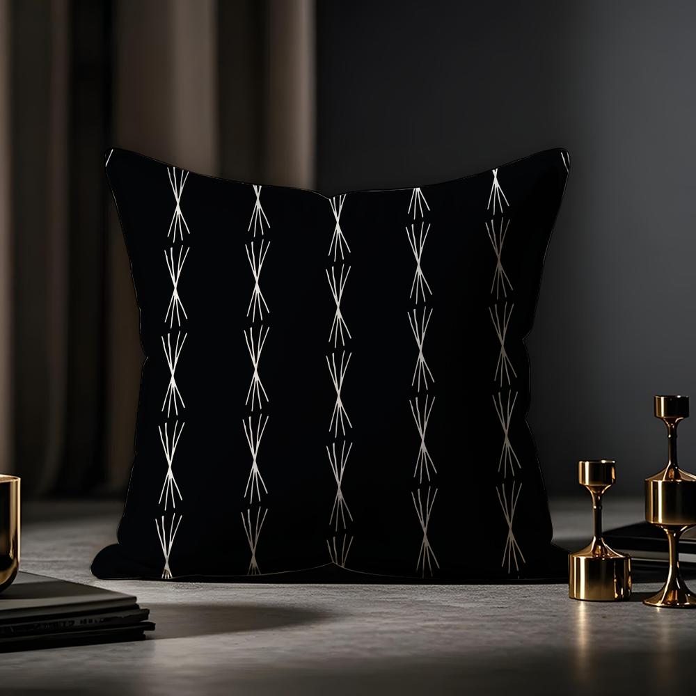 Black And White Abstract Style Cushion Cover Anti-dustmite Pillowcase Invisible Zipper Silky Short Plush Sofa Cushion Cover