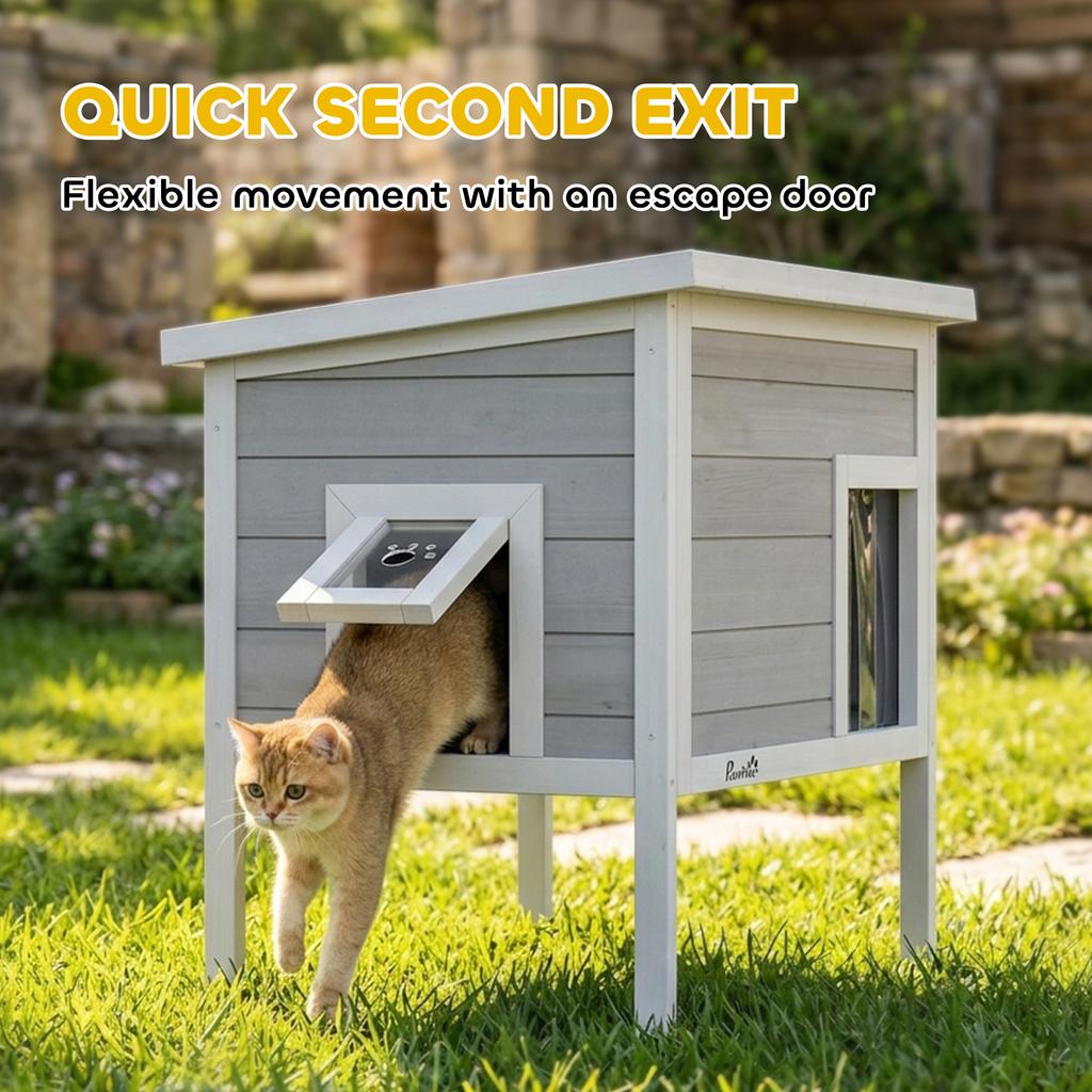 Outdoor Cat House, Insulated Cat Shelter with Insulated Liner, Waterproof Asphalt Roof, Escape Door, Opening Top