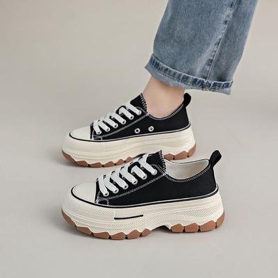Damen High-Waist Canvas Schuhe mit Dicker Sohle, Campus Plateauschuhe, Passende Freizeitschuhe für Frühling und Herbst