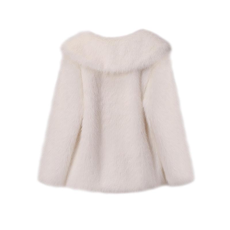 Luxury Faux Fur Coat Women Winter Thick Warm Long Sleeve Turndown Collar Female Overcoat  Elegant Lady Outerwear