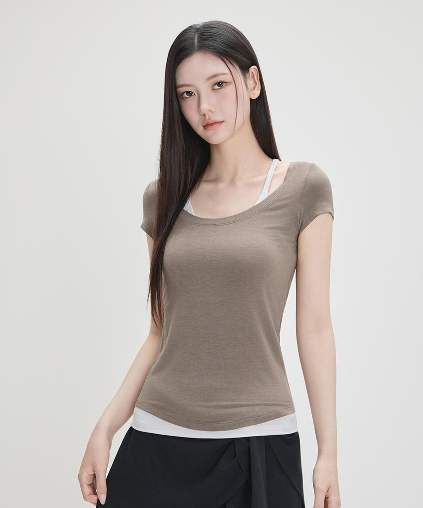 MIXXO Halter Layered Short Sleeve T-Shirt_Miwhwg529A