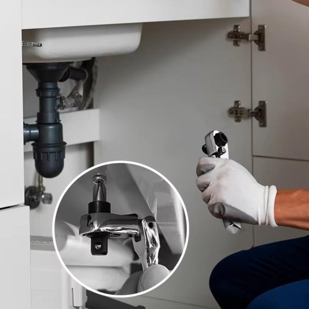 Round Handle Quick Spanner Tool Metal Double Head Ratchet Durable Ratchet Wrench  Hand Tool