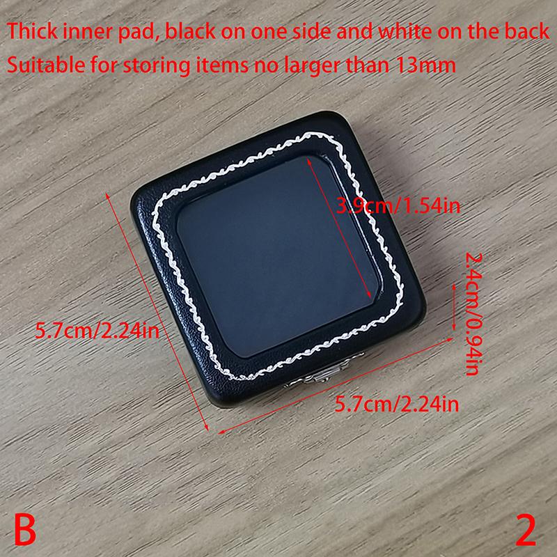 Black Pu Leatherette Bare Stone Box With Buckle Gem Rhinestone Jewelry Storage Naked Container Transparent Window Display