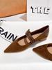Fashion Aphixta Hot Sale 2cm Black Faux Suede Women's Loafers Pointed Toe Shoes for Women 2025 Spring British Buckle Casual Flats Shoes
