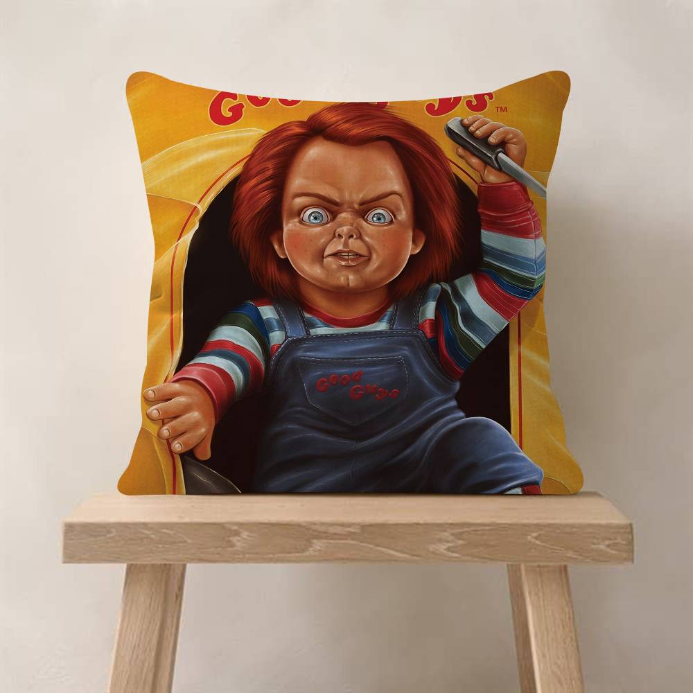 Horror Movie Chucky Childs Play Pillow Covers Cartoon Sofa Decorative Home Doublesided Printing Short Plush Cute Cushion