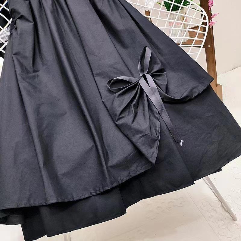 Lolita Korean Version Slim Skirt Women's Fake Pocket Design Irregular Large Swing Skirt Mid-length A-line Skirt