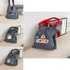 Adorable Cartoon Dog Tote Bag Fashionable Striped Double Pocket Large Capacity Commuter Bag