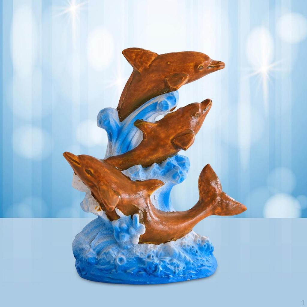 Resin Dolphin Figurine Beach Themed Room Decor Art Crafts Desktop Ornament Decorative Statue for