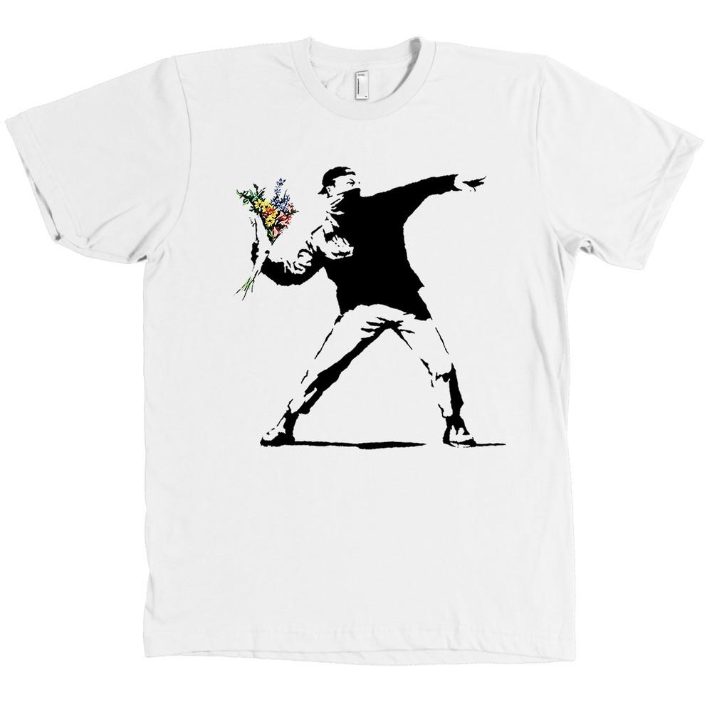 

Banksy Flower Thrower Bella + Canvas Graffiti Chucker Throw Bomb - NEW Unisex T-Shirt L