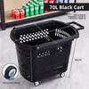 Thickened Plastic Shopping Basket with Wheels Handheld KTV Basket Convenience Store Caddy Vegetable Basket Pull Rod Basket