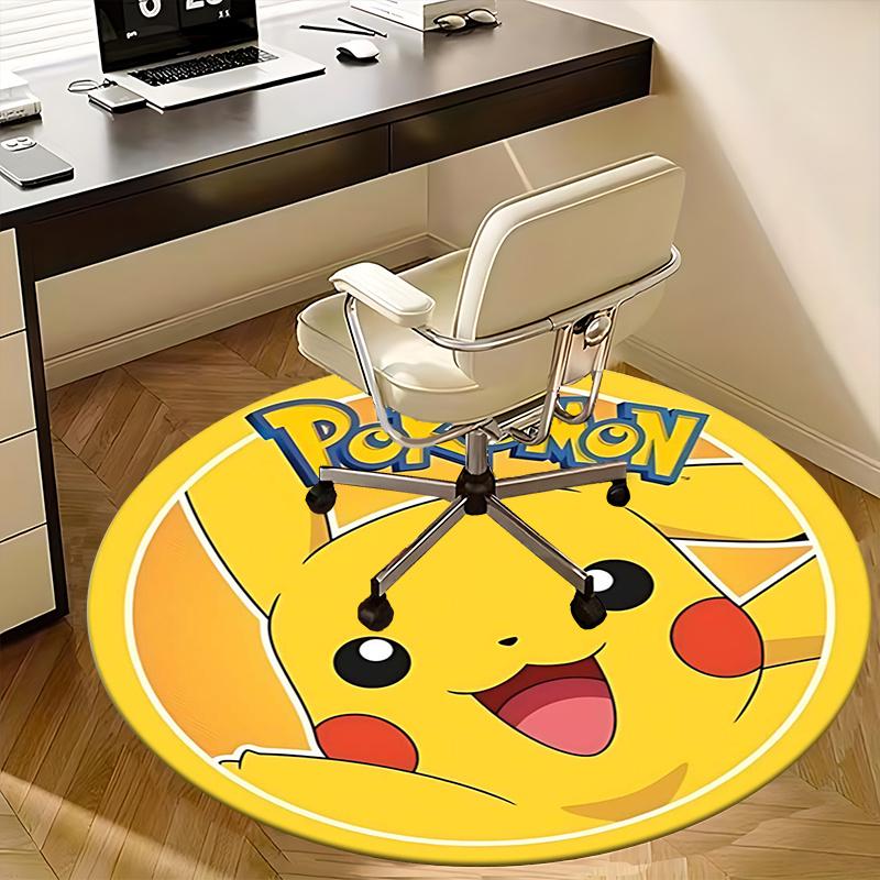 Pikachu,Pokémon Chair mat Round Rug Office carpet, Machine Washable, Non slip, Suitable for Living Rooms, Bedrooms