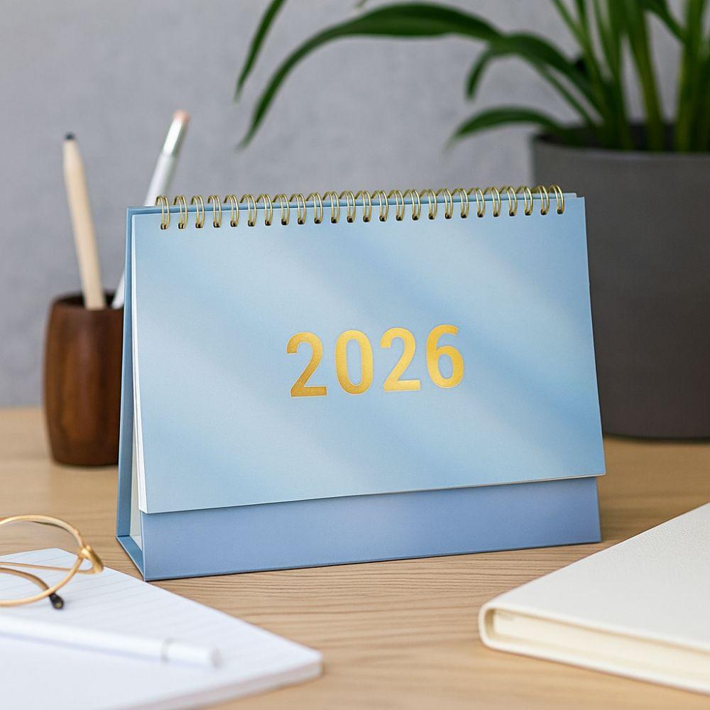 Stable Base 2026 Desktop Calendar Writable Memo Standing Flip Calendar  Time Management